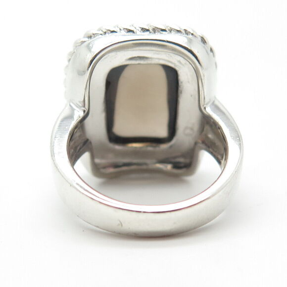 925 Sterling Silver LXG Jewelry Real Smoky Quartz Cocktail Ring Size 6.25 - Picture 5 of 8
